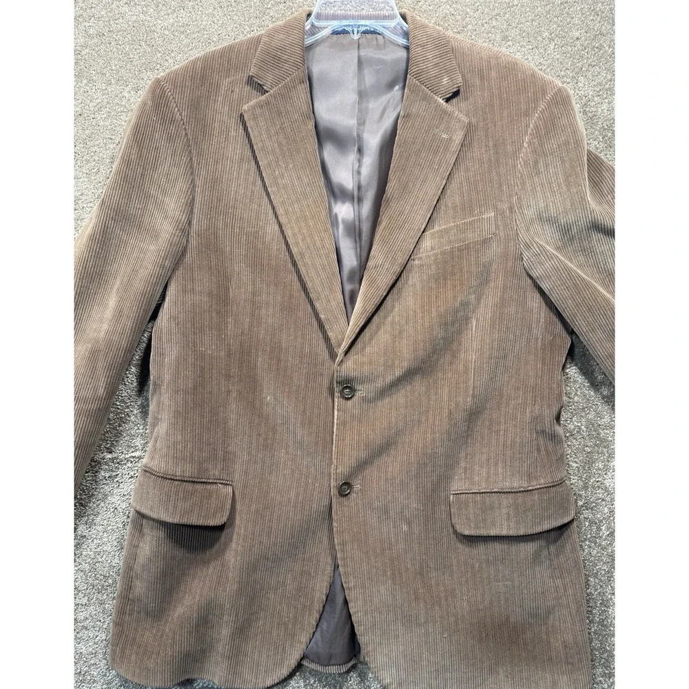 DOCKERS 44L Brown Corduroy Blazer Jacket‎ Sport Coat Single Breasted Professor